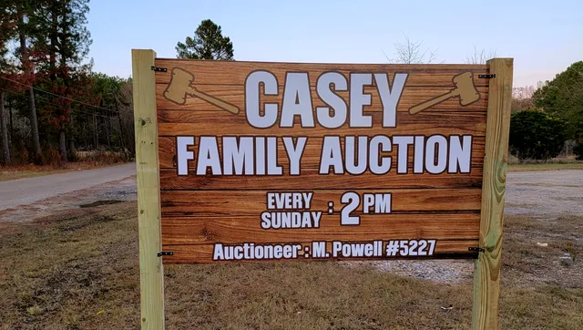 Casey Family Auction post sign