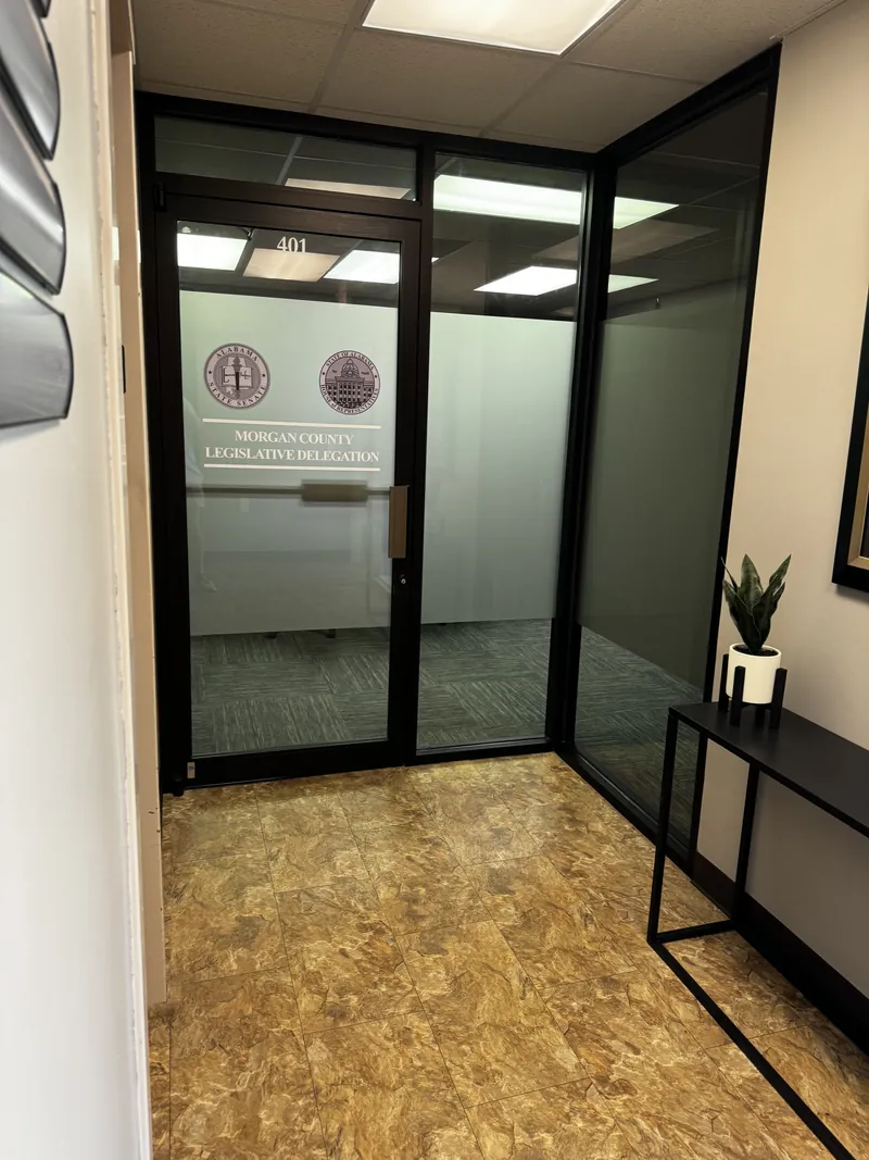 Government seals on frosted glass