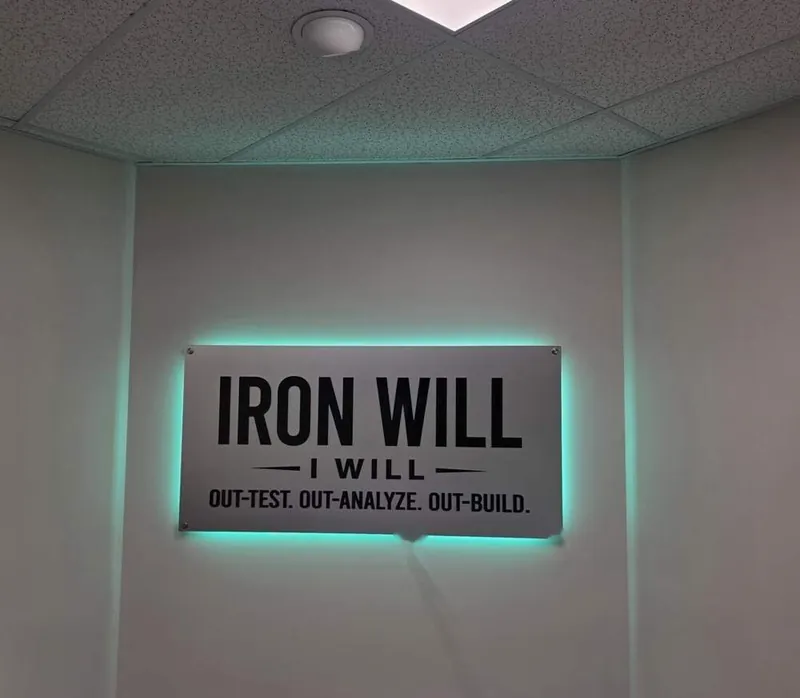 Halo-lit interior sign, Iron Will