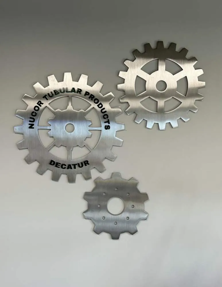 Brushed-metal wall art Nucor
