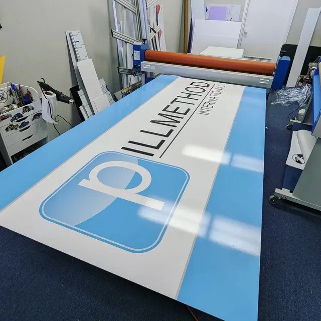 On the table A Pillmethod panel off the laminator